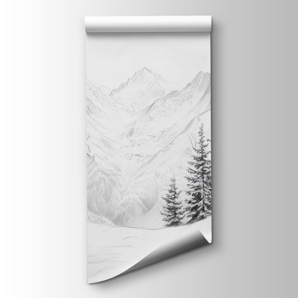 Pinos ante cumbres nevadas — vista del producto