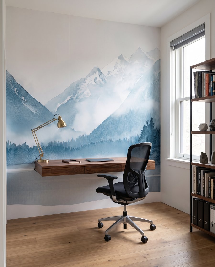 Lago invernal en niebla — interior 8
