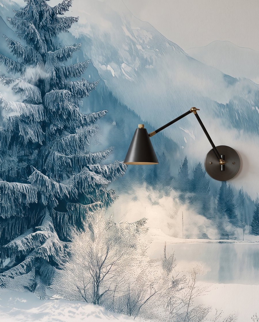 Lago invernal en niebla — detalle