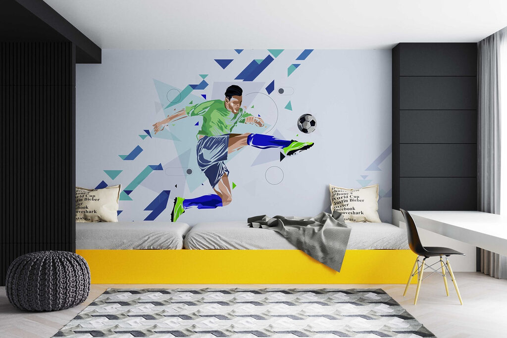 Futbolista entre flechas azules — interior 2