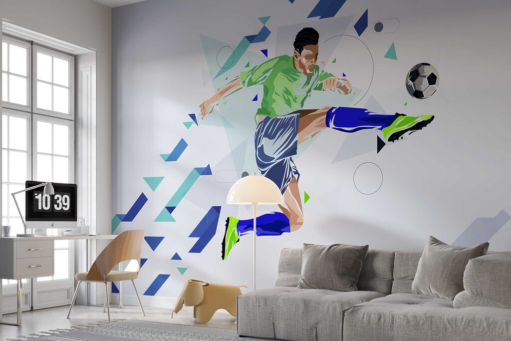 Futbolista entre flechas azules — interior 3