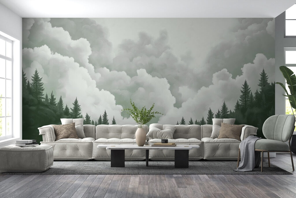 Pinos bajo nubes altas — interior 1