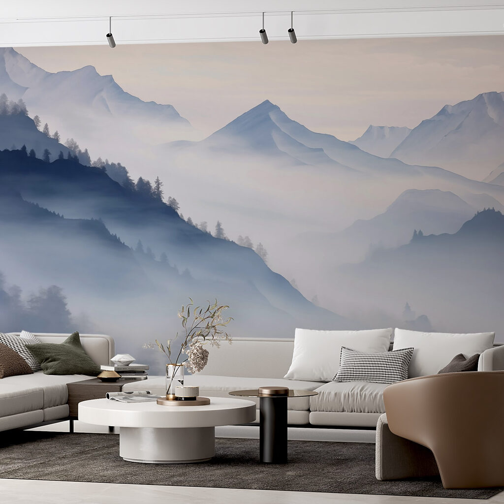 Montañas azules tras bosques — interior 2