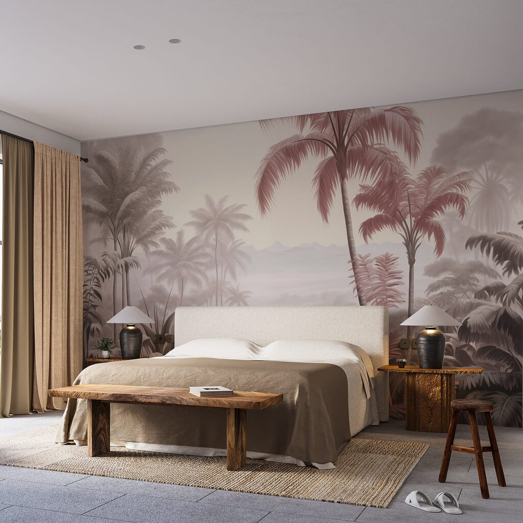Palmeras en sepia suave — interior 1
