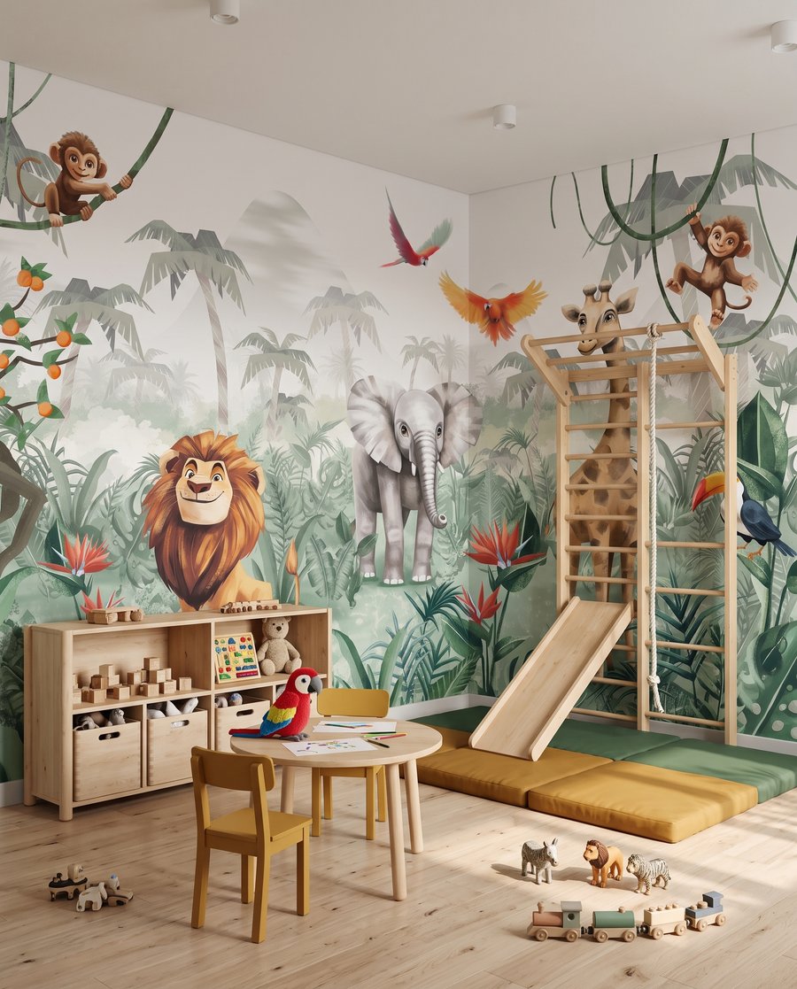 Fiesta en la selva en un interior