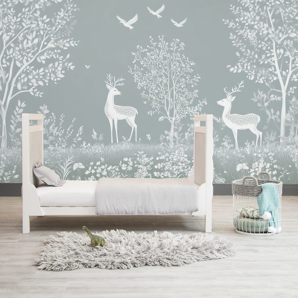 Ciervos blancos entre árboles — interior 3