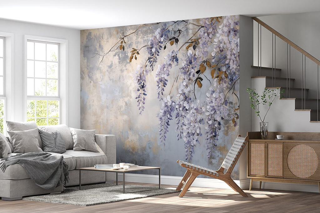 Flores lilas sobre pátina — interior 6