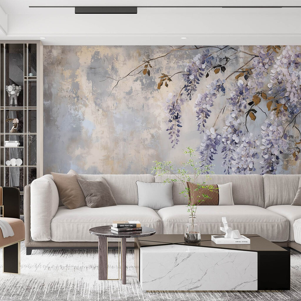 Flores lilas sobre pátina — interior 7