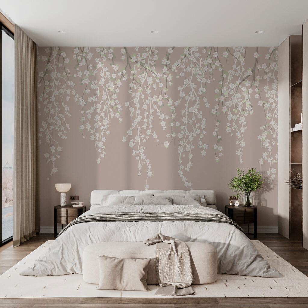 Guirnaldas florales colgantes en un interior