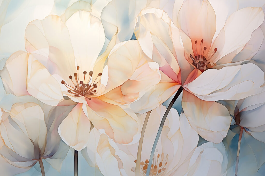 Flores grandes en pastel — diseño completo