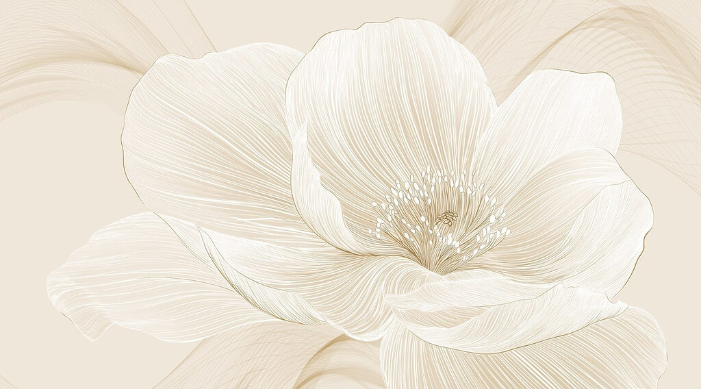 Flor blanca abierta — diseño completo