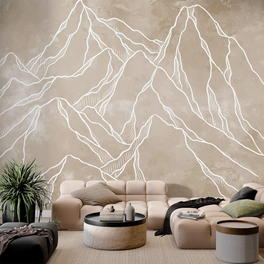 Líneas blancas de montaña en un interior