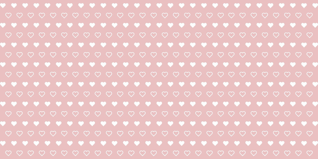 Corazones blancos sobre rosa — diseño completo