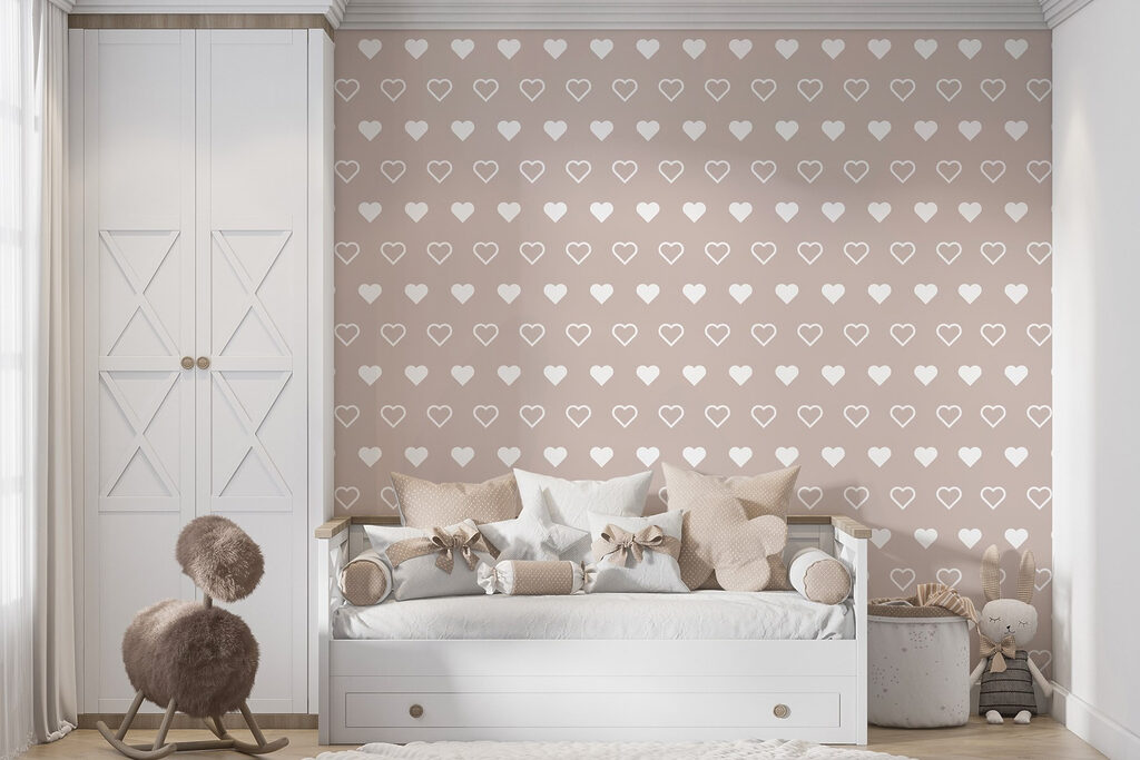 Corazones blancos sobre rosa — interior 1