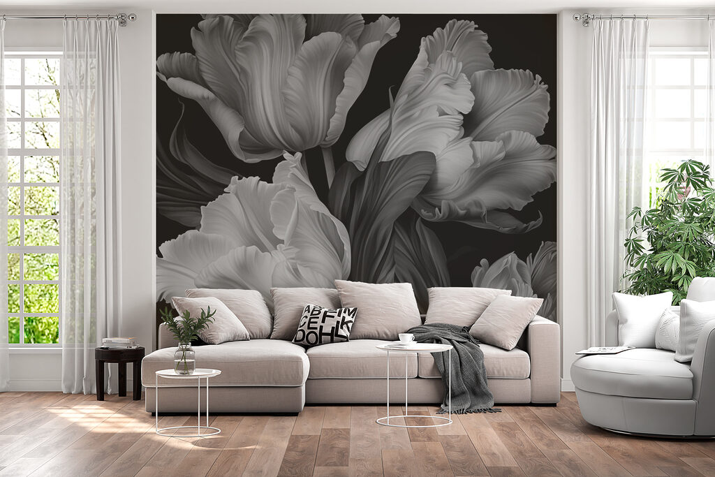 Tulipanes grises sobre negro — interior 2