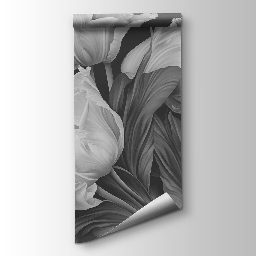 Tulipanes grises sobre negro — vista del producto