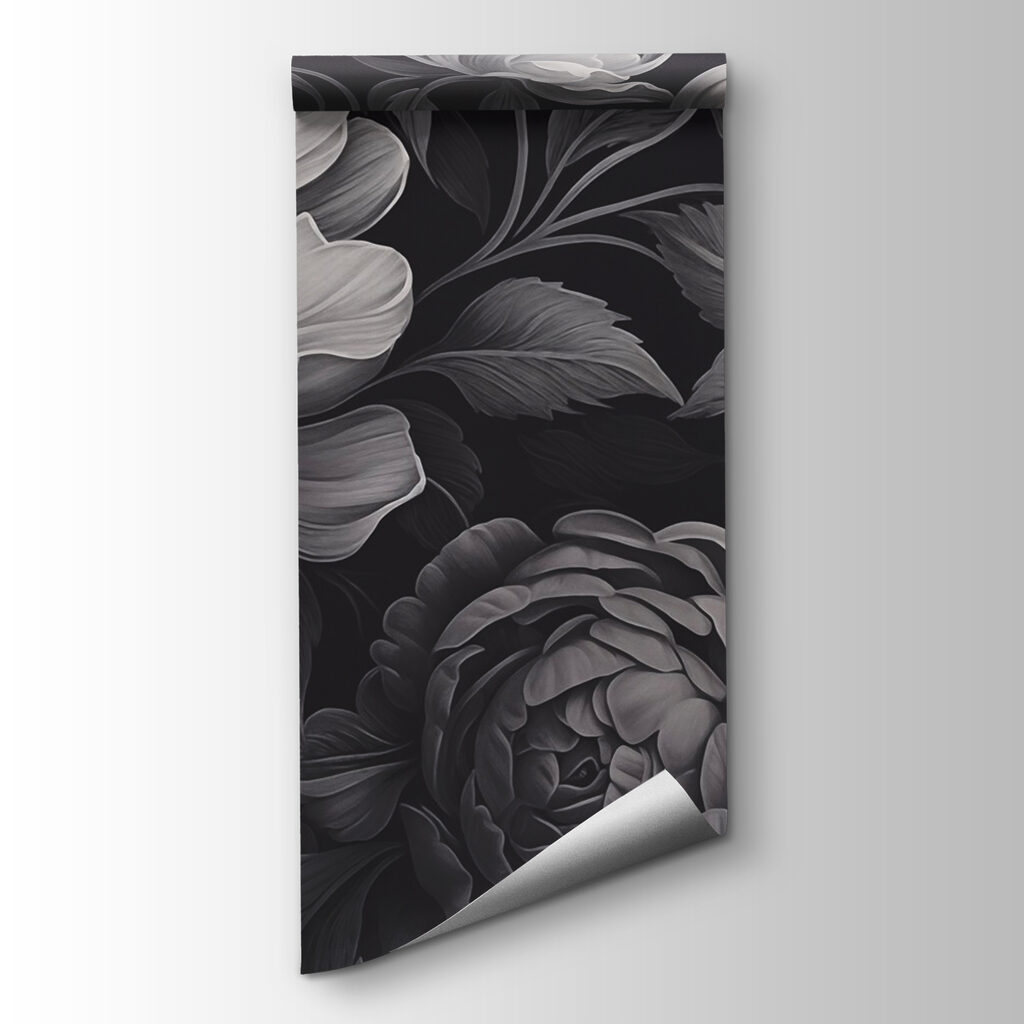 Flores grises sobre negro — vista del producto