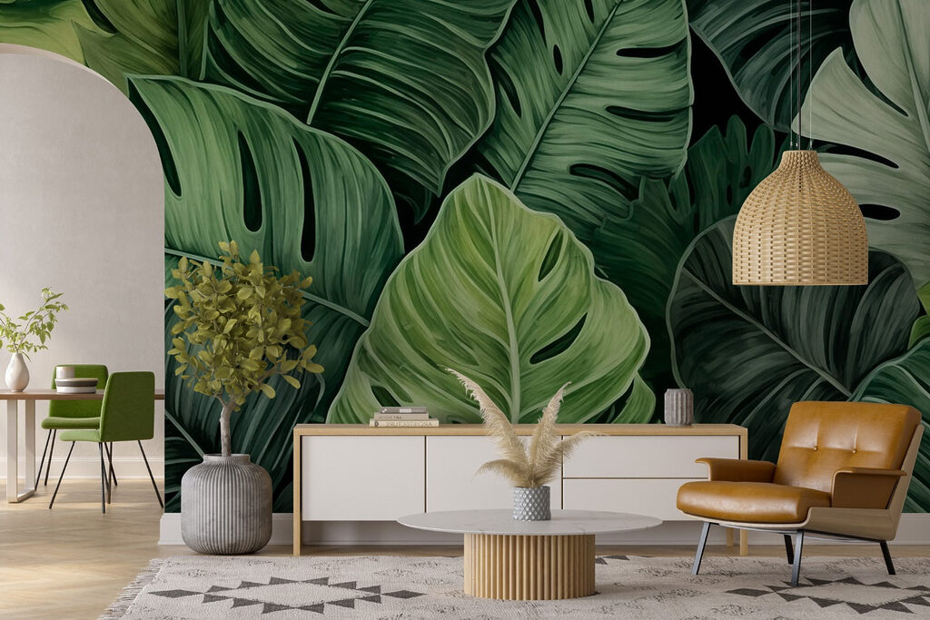 Monstera entre hojas — interior 1