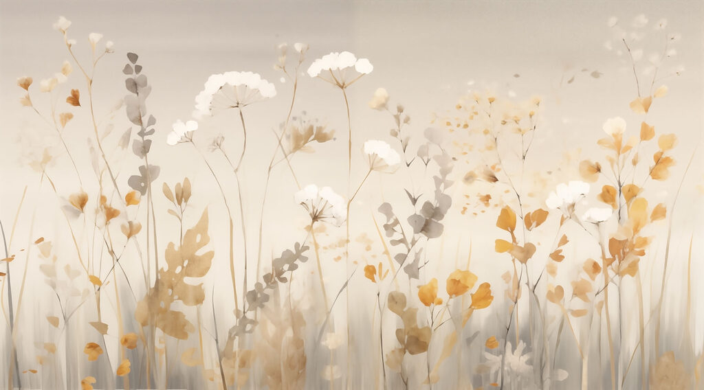 Flores silvestres doradas — diseño completo