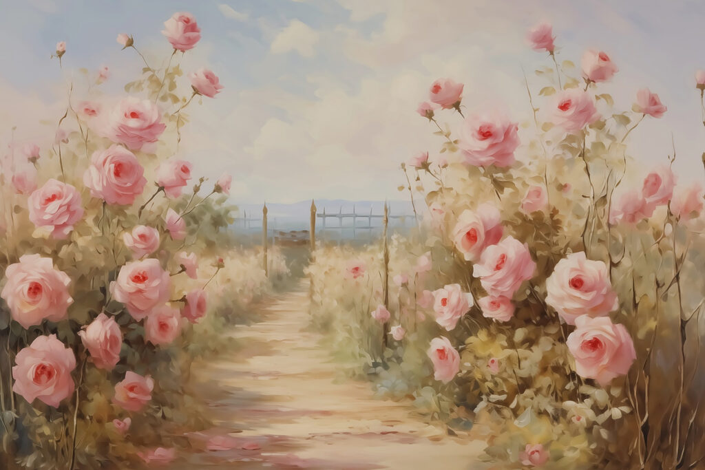 Sendero rosa al mar — diseño completo