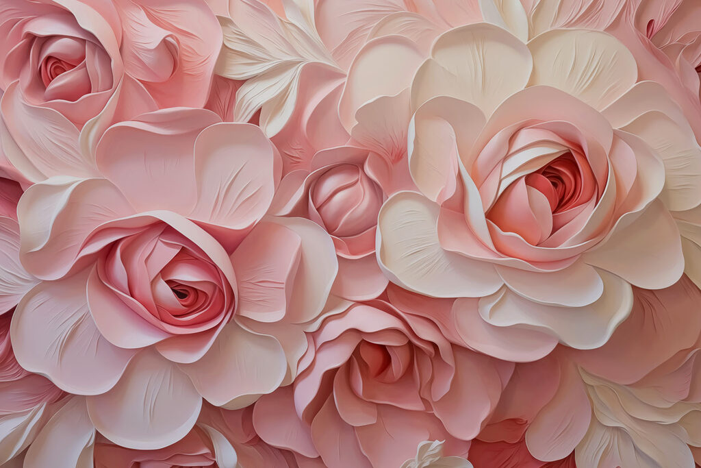 Rosas de pétalos plegados — diseño completo
