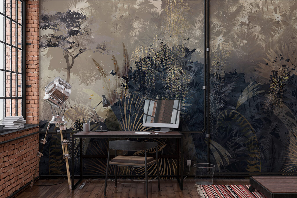 Hojas oscuras entre niebla — interior 3