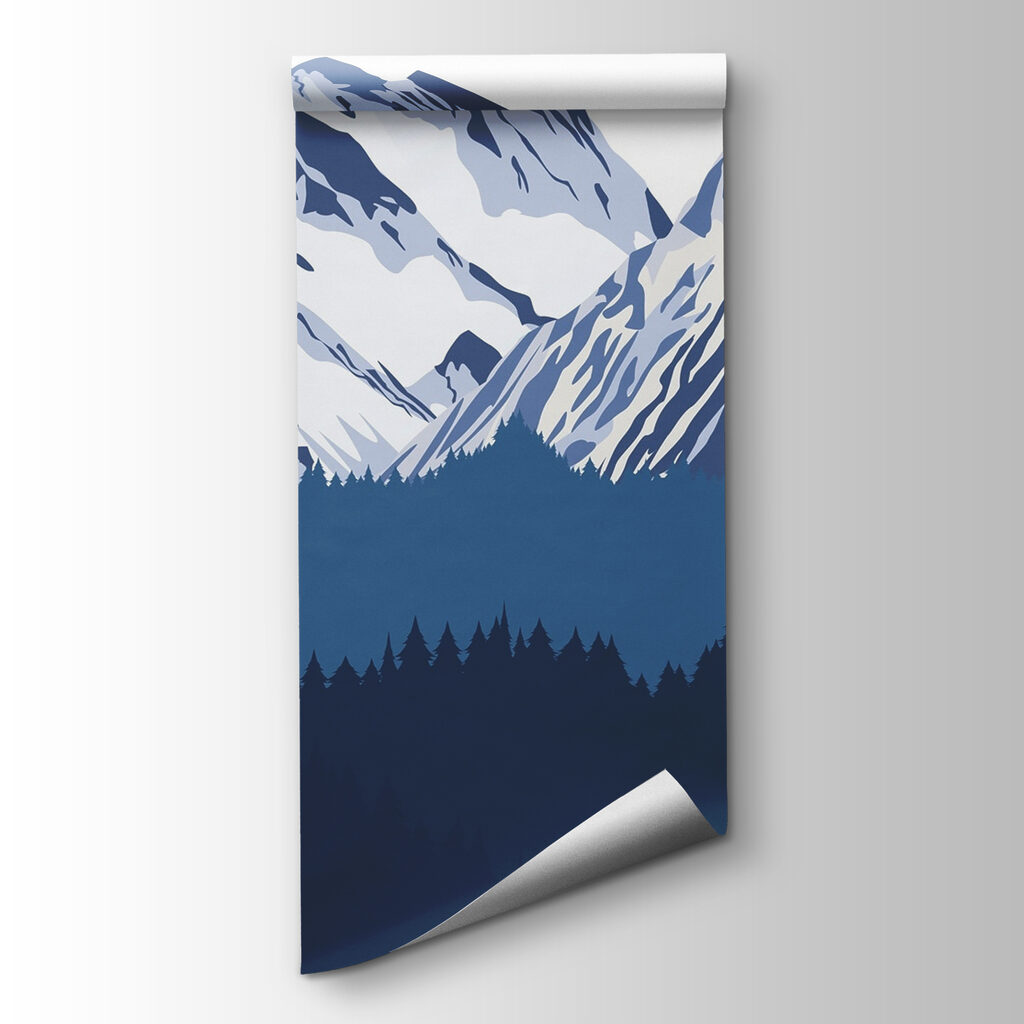 Montañas nevadas sobre pinos — vista del producto