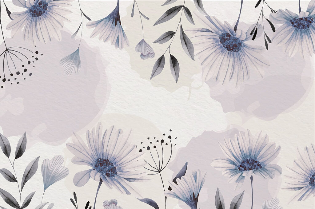 Flores y manchas suaves — diseño completo