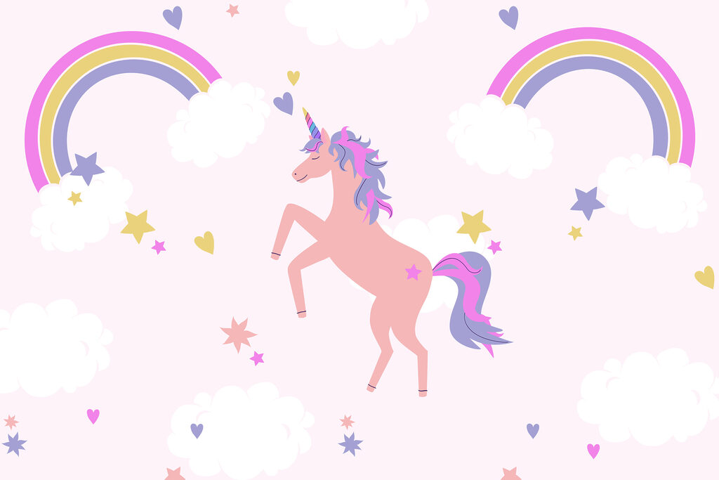 Unicornio entre arcoíris — diseño completo
