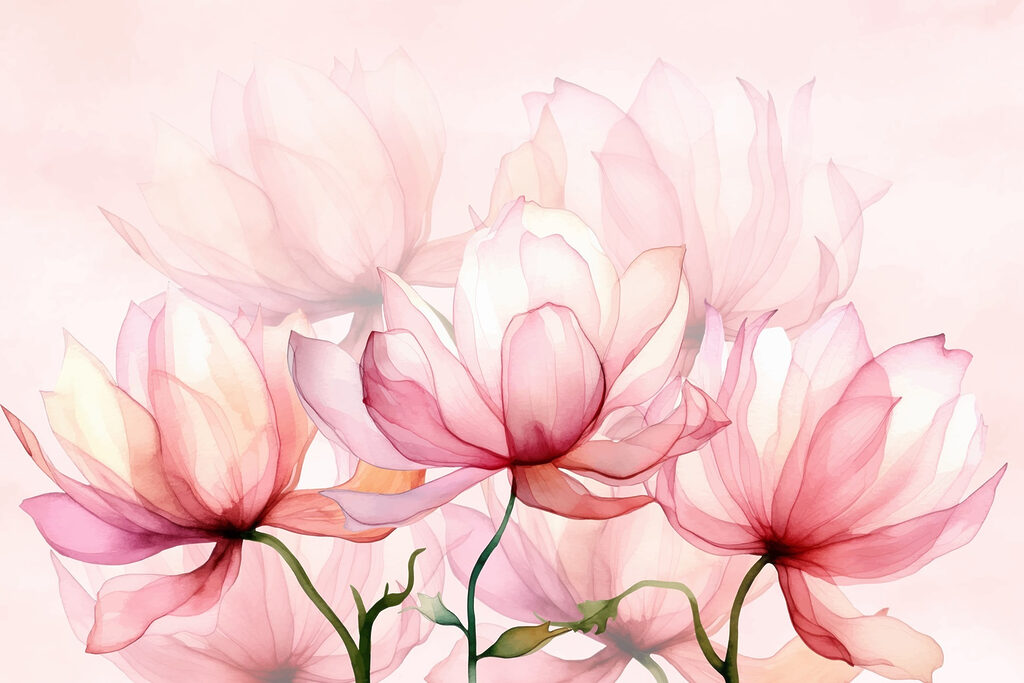 Grandes flores translúcidas — diseño completo