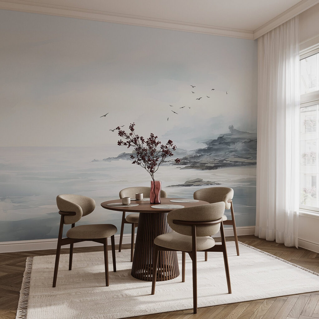 Aves sobre costa gris — interior 3