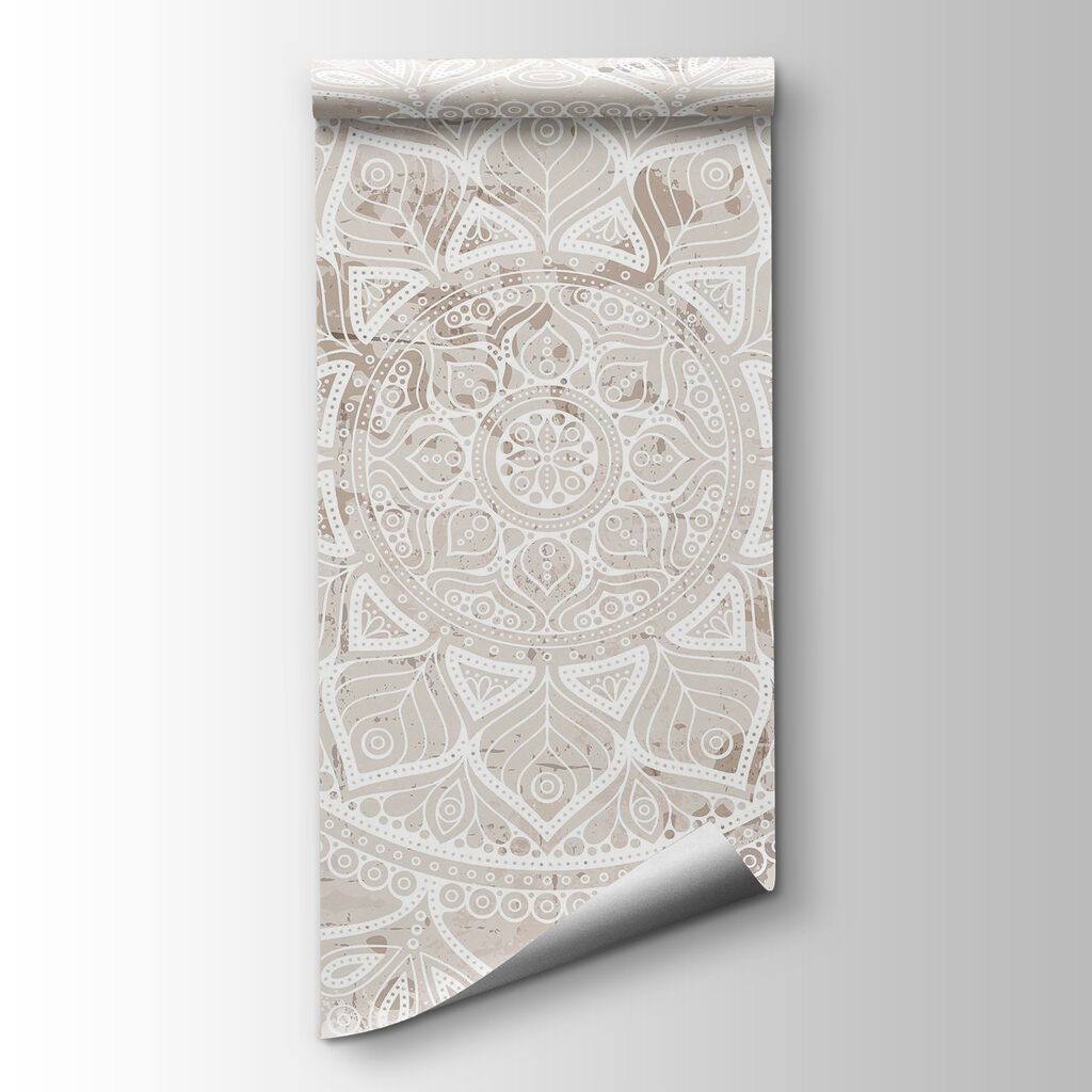 Mandala blanca sobre beige — vista del producto