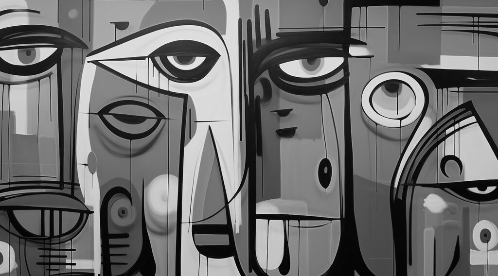 Caras estilizadas — diseño completo