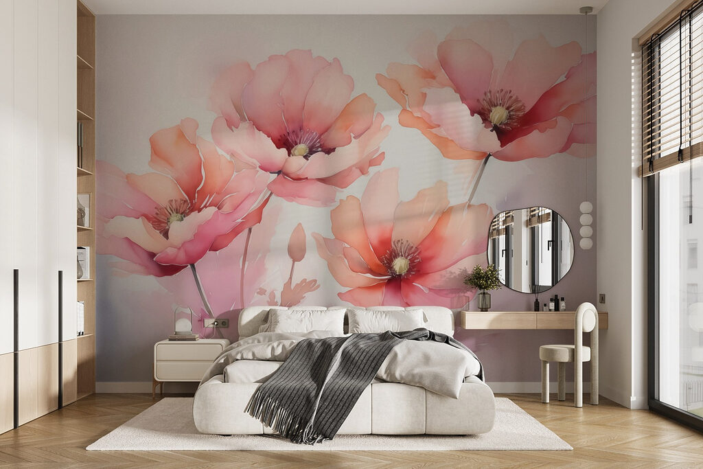 Pétalos rosas en acuarela — interior 1
