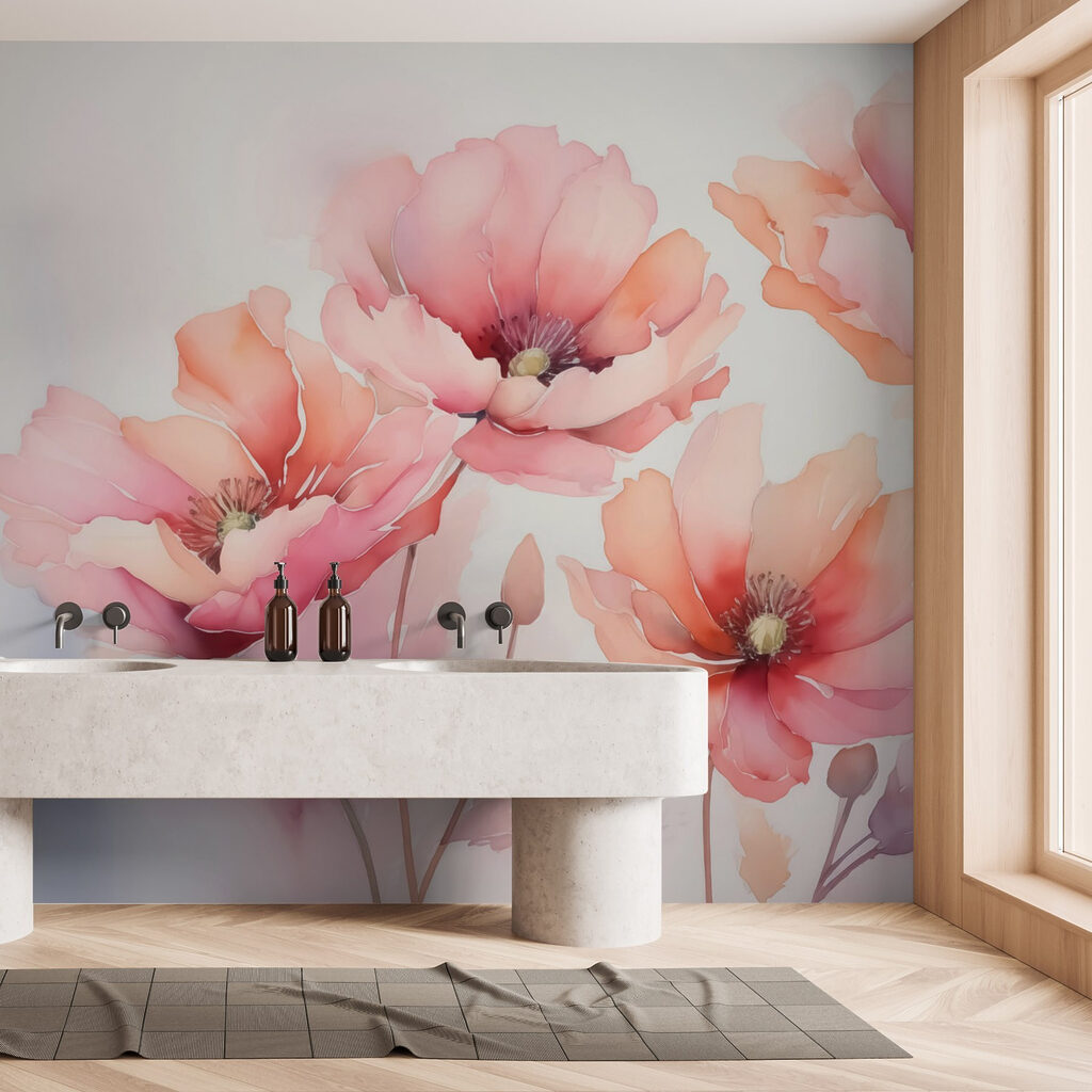 Pétalos rosas en acuarela — interior 2