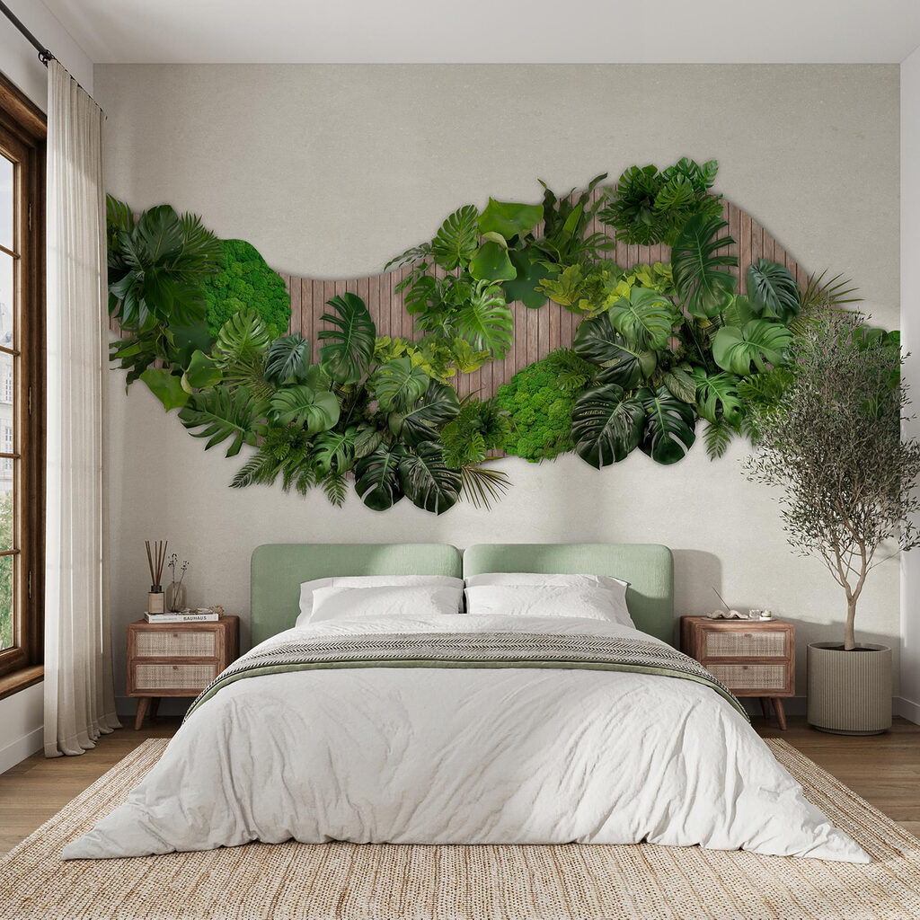 Hojas tropicales sobre listones — interior 1