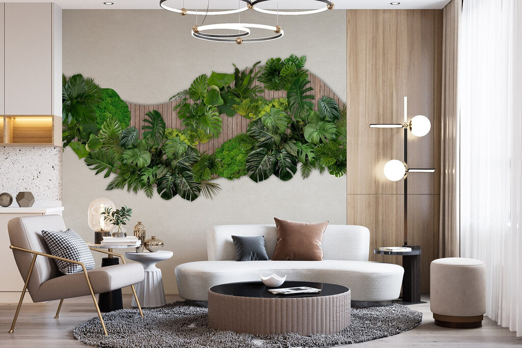 Hojas tropicales sobre listones — interior 3