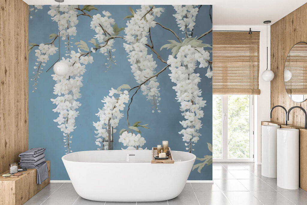 Racimos colgantes sobre azul — interior 2
