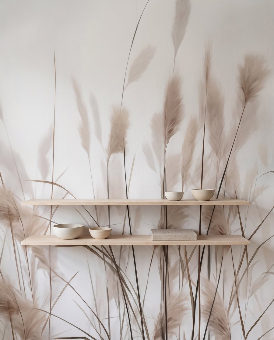 Plumeros marrones en niebla — detalle
