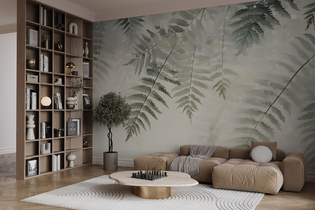 Helechos sobre fondo claro — interior 2
