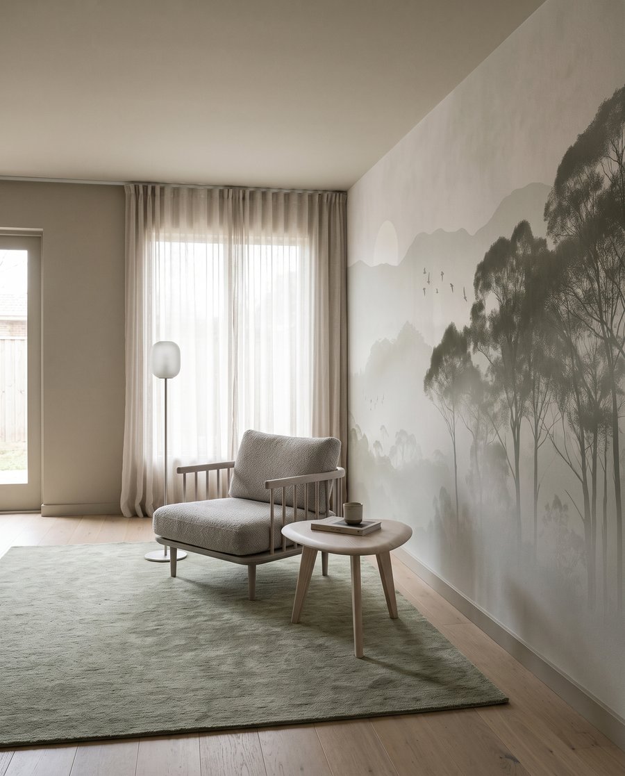 Árboles en colinas nebulosas — interior 4
