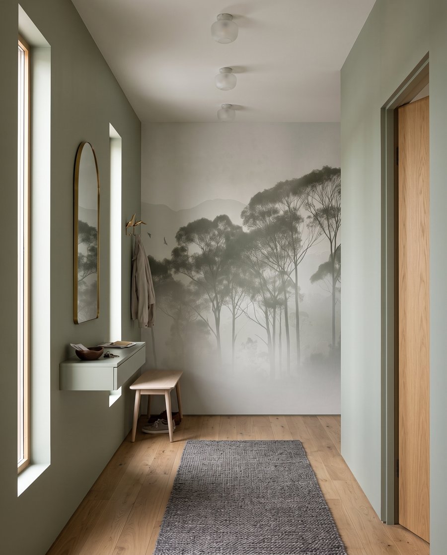 Árboles en colinas nebulosas — interior 5