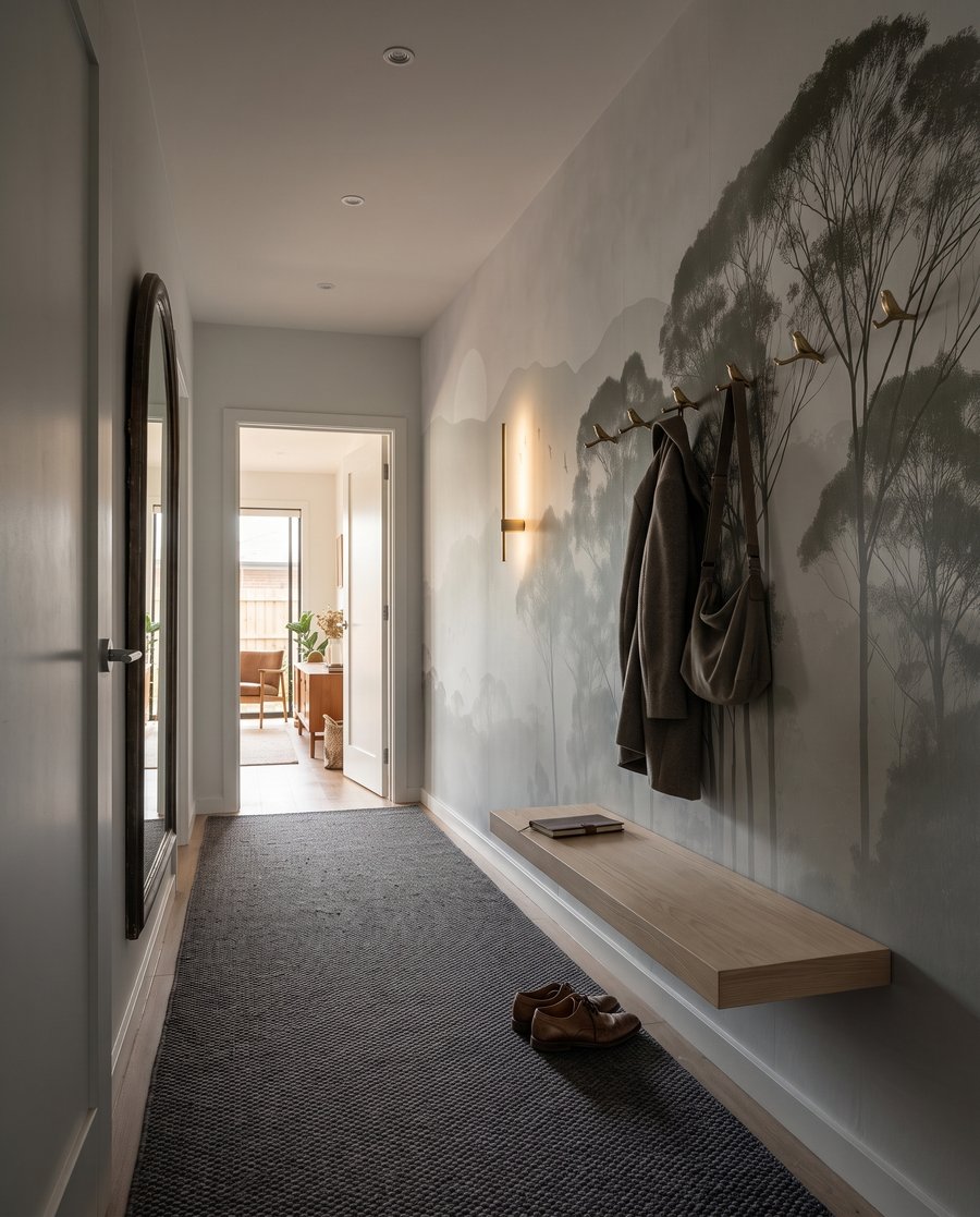 Árboles en colinas nebulosas — interior 6