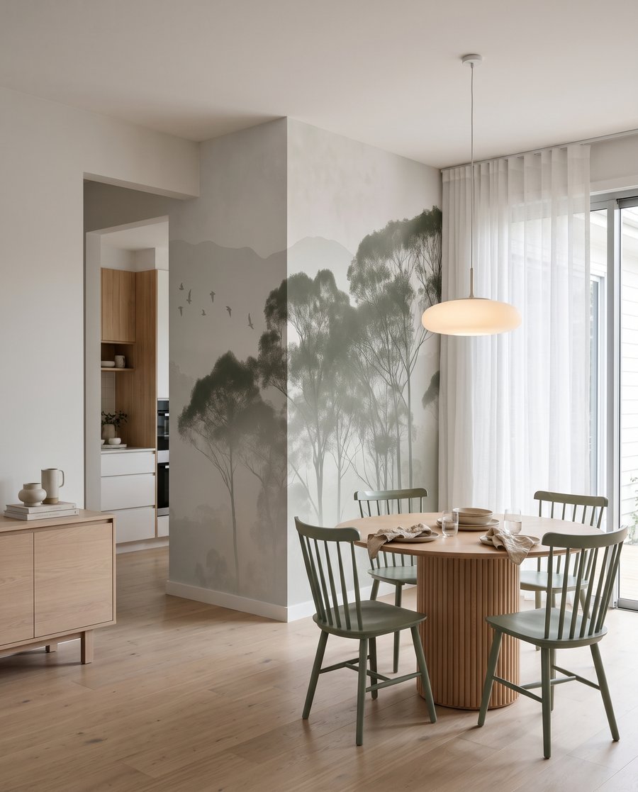 Árboles en colinas nebulosas — interior 8