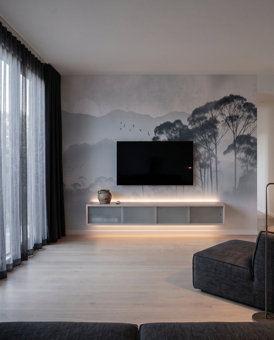 Árboles en colinas nebulosas — interior 4
