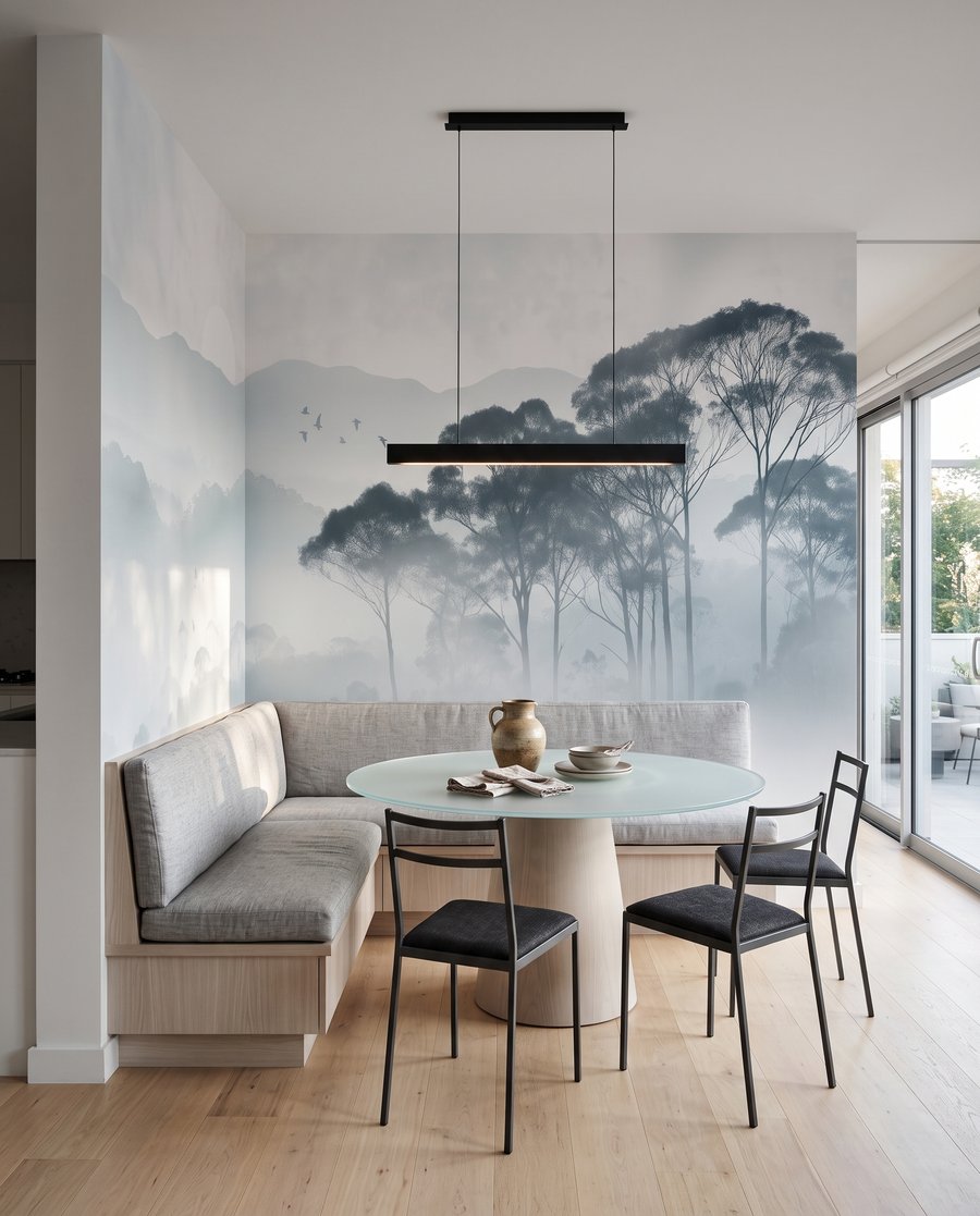 Árboles en colinas nebulosas — interior 5