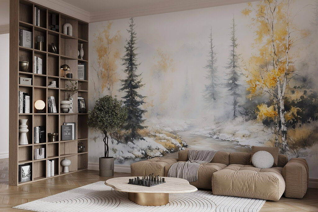 Arroyo invernal entre árboles — interior 3