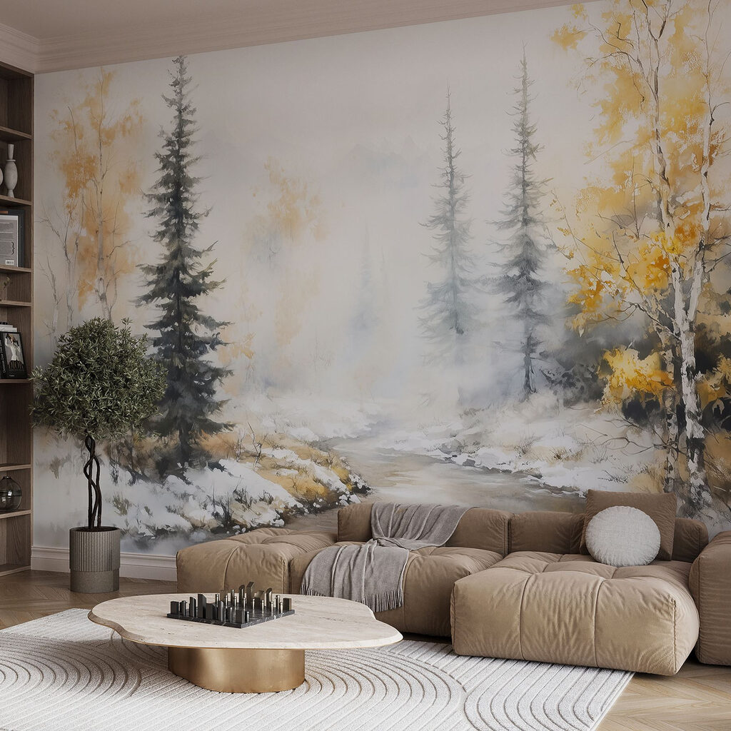 Arroyo invernal entre árboles — interior 5