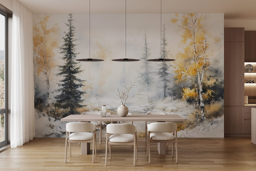Arroyo invernal entre árboles — interior 6