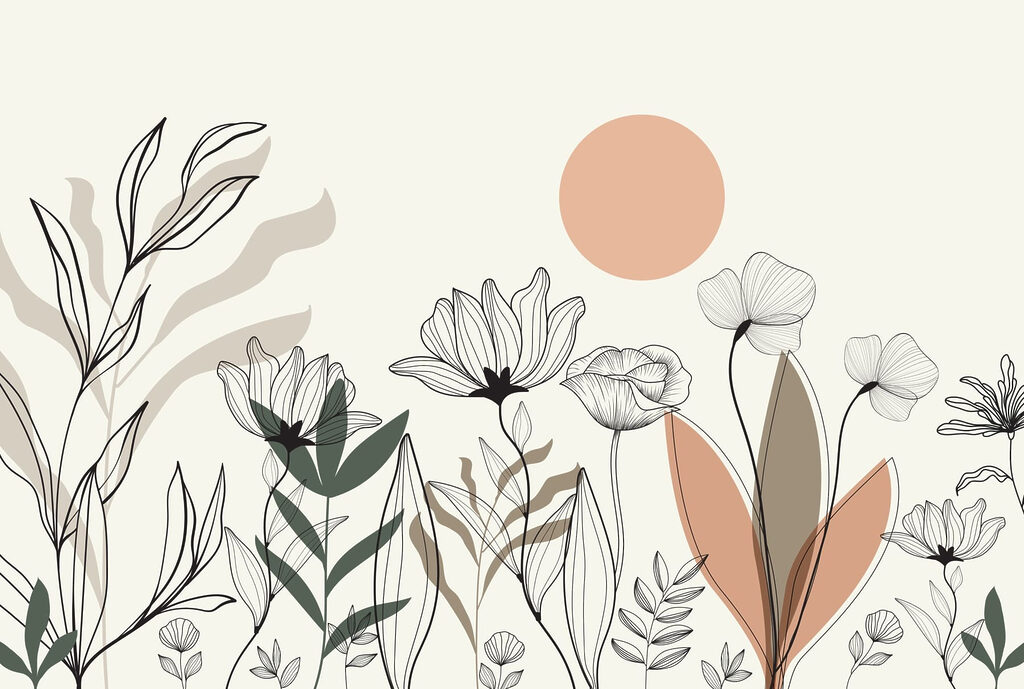Flores silvestres al sol — diseño completo